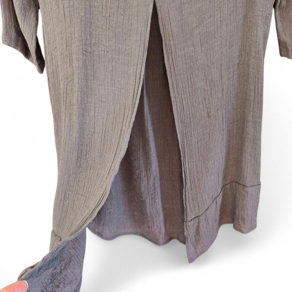 Monoreno Gray Lagenlook Embroidered Dress 3/4 Sleeves & Split Back Detail Medium - Picture 11 of 13